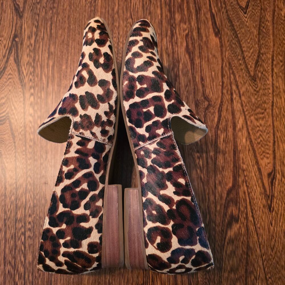 Jack Rogers Audrey Leopard Print Women's Flats SZ 11 Leather Mohair Maximalist - Picture 4 of 6